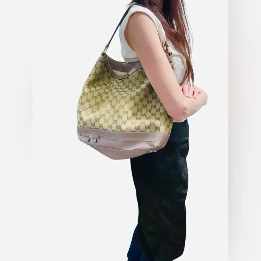 Gucci Mayfair lavender leather gg canvas hobo